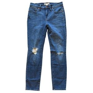 Madewell Womens Jeans Blue Size 26 High Rise Skinny Crop Distressed Ripped Denim